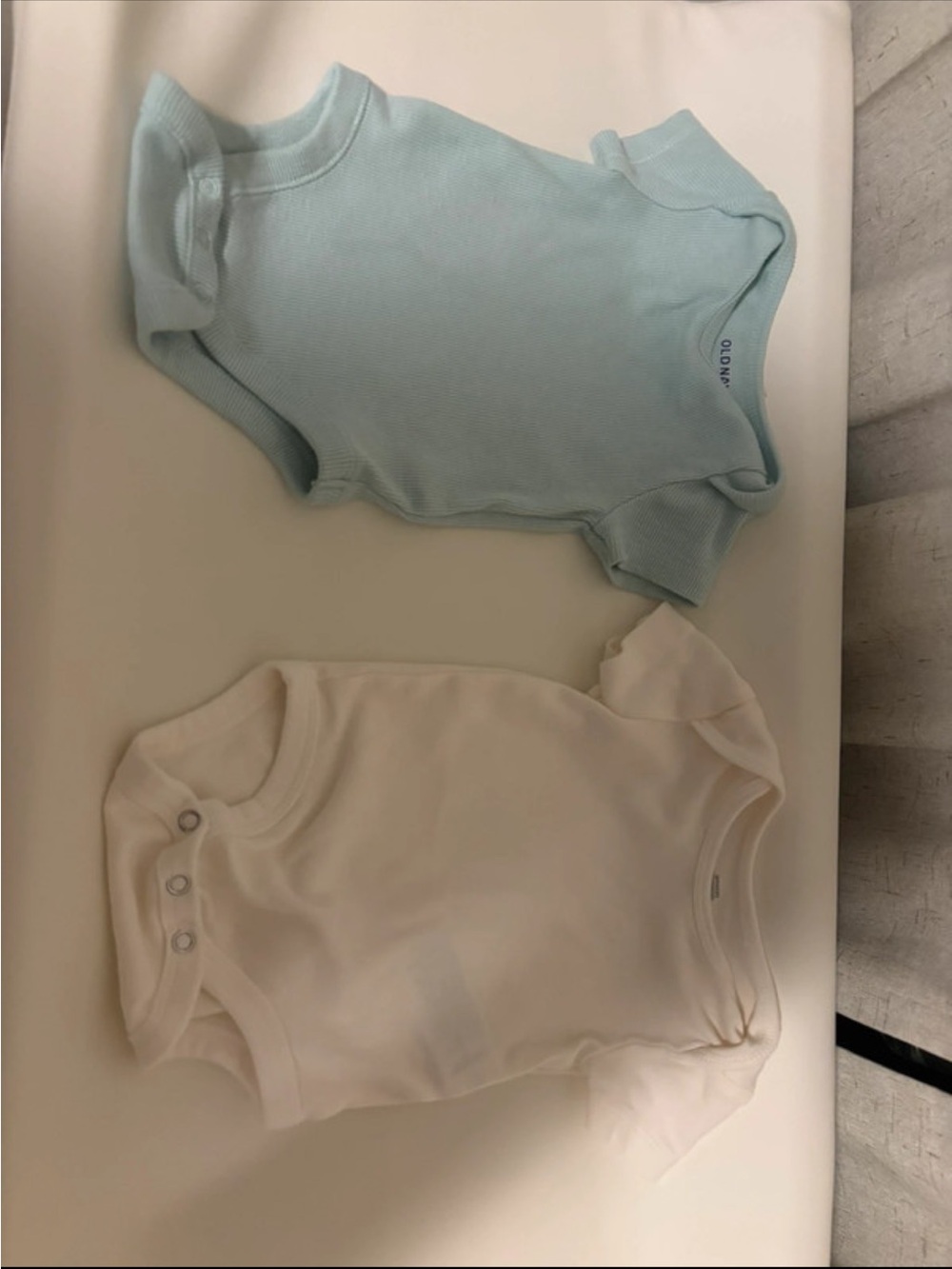 Old Navy Baby One-Piece Bodysuits - Light Blue & Cream